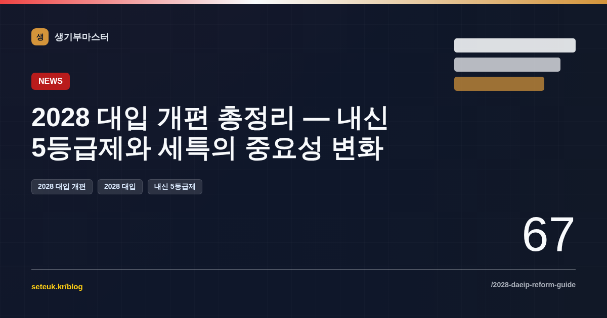 2028 대입 개편 총정리 — 내신 5등급제와 세특의 중요성 변화