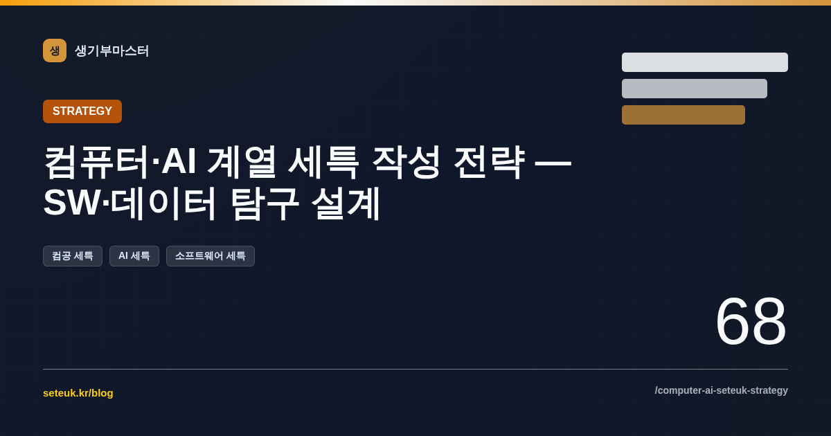 컴퓨터·AI 계열 세특 작성 전략 — SW·데이터 탐구 설계