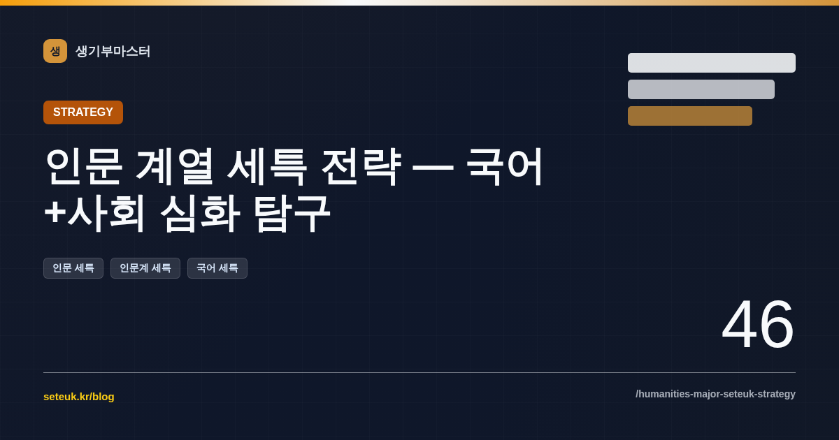 인문 계열 세특 전략 — 국어+사회 심화 탐구