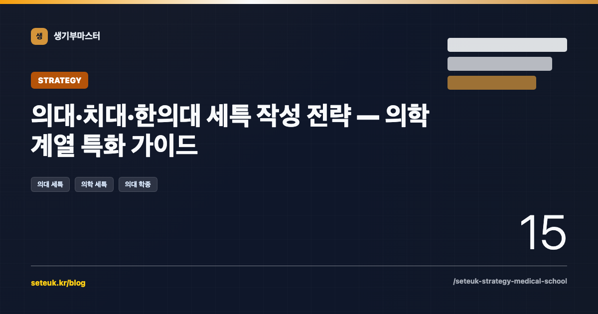 의대·치대·한의대 세특 작성 전략 — 의학 계열 특화 가이드